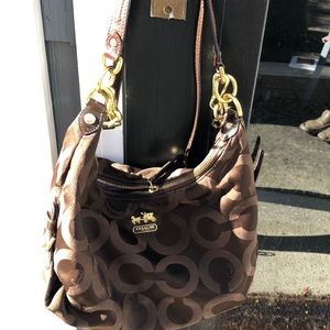 Brown  classic C coach purse